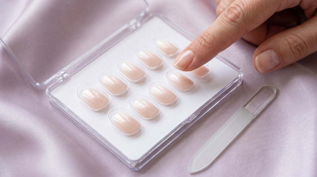 Plateau de press-on nails nude de plusieurs tailles, un doigt qui en choisit un