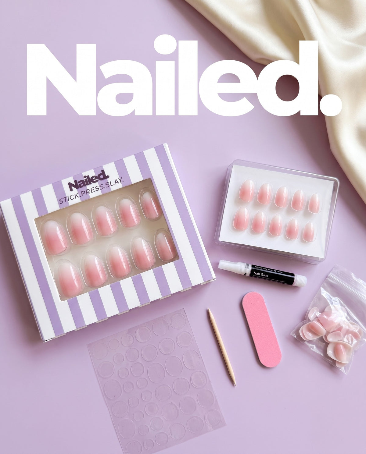 Kit Nailed. Blush complet, flat lay