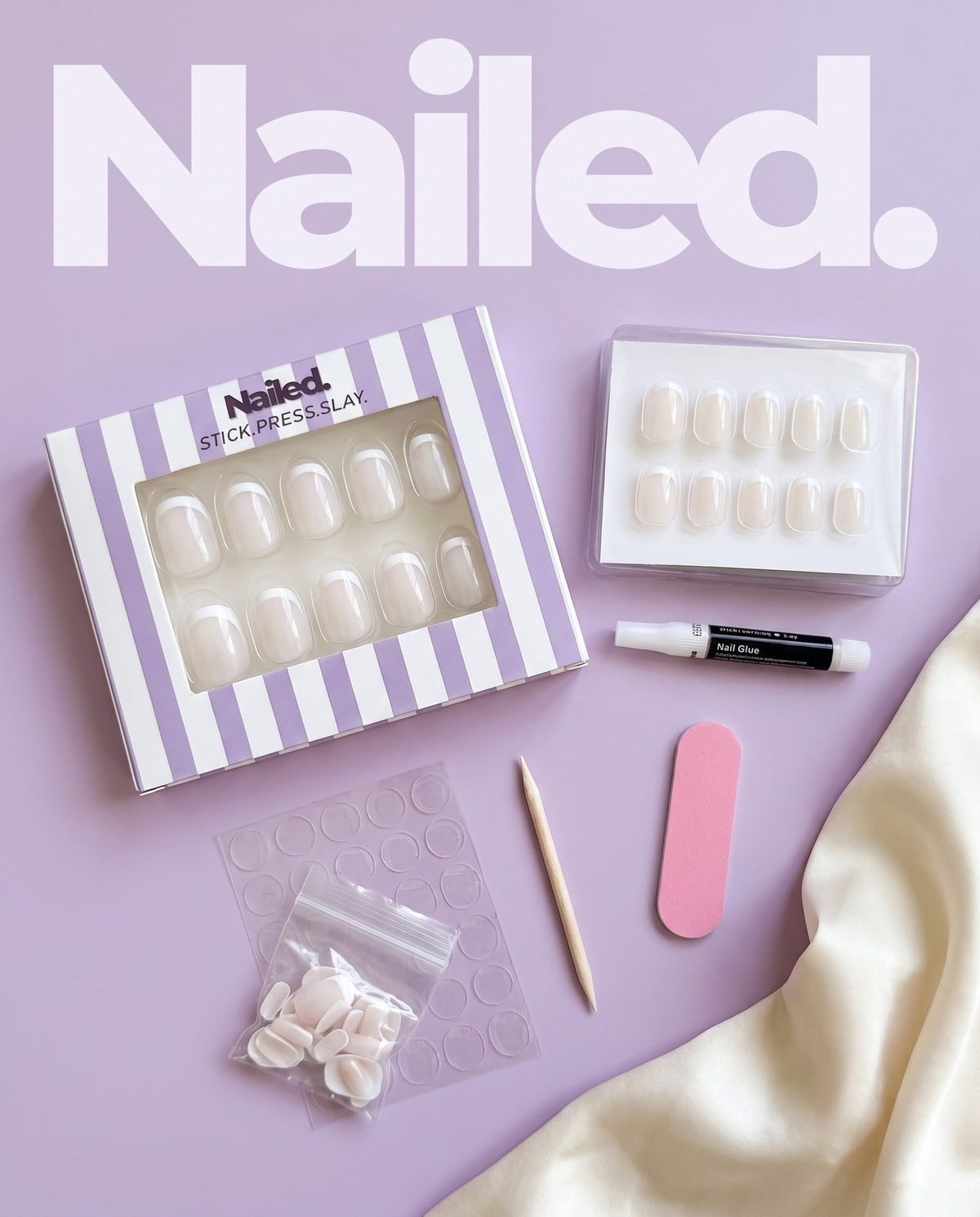 Kit Nailed. Milky complet, flat lay